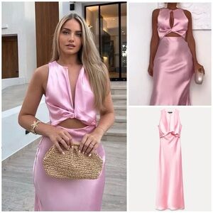 ZARA ~ Satin Effect Cut Out Midi Dress